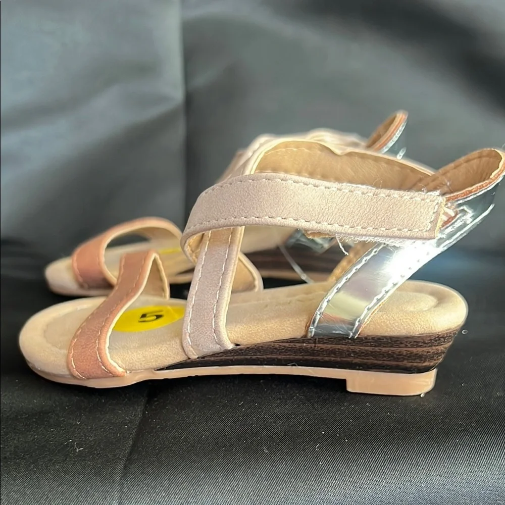Toddler Tahari Pink and Tan Sandals with Crisscross Straps